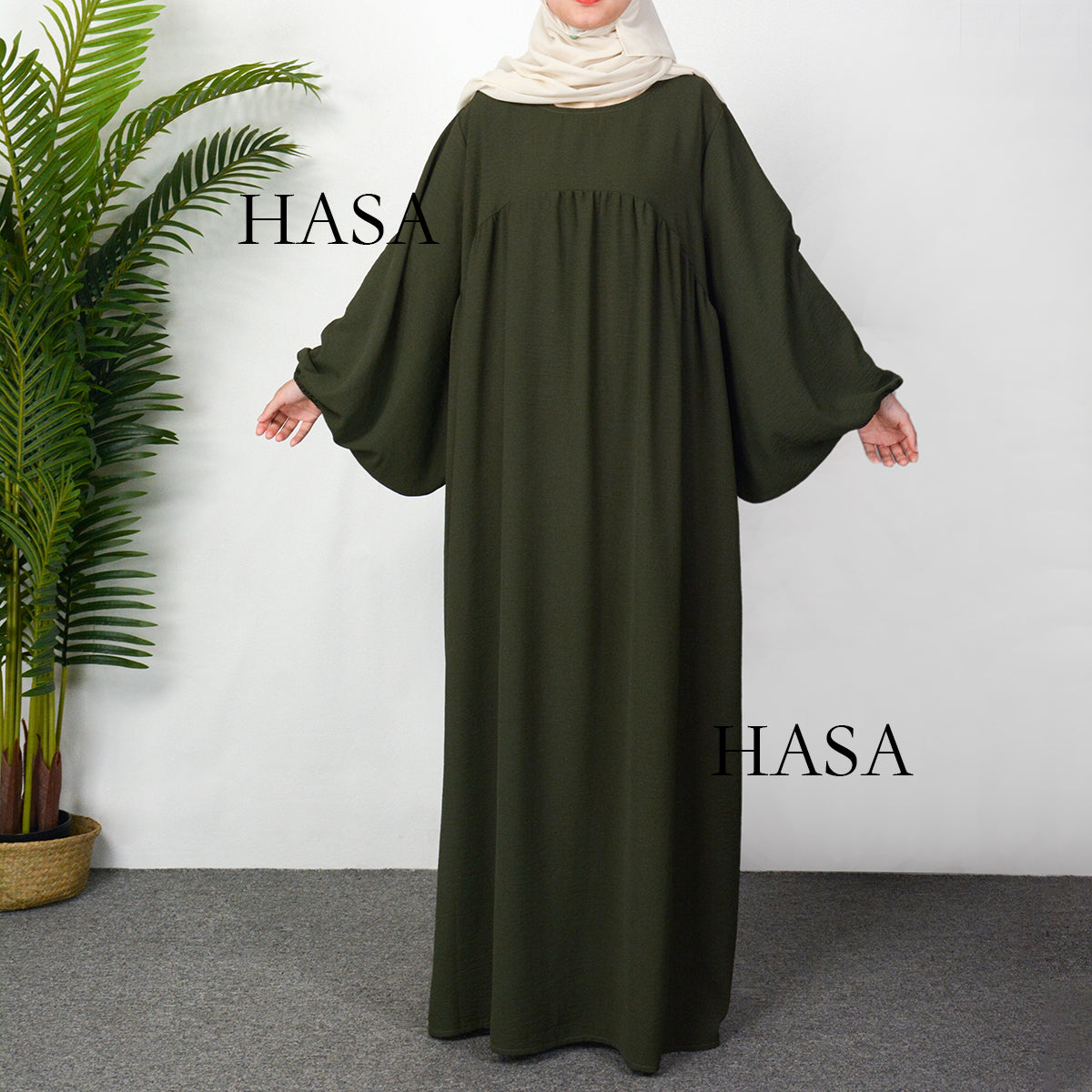 HAYA0429 Muslim OverSize Abaya with special Bubble sleeves for all body Shape