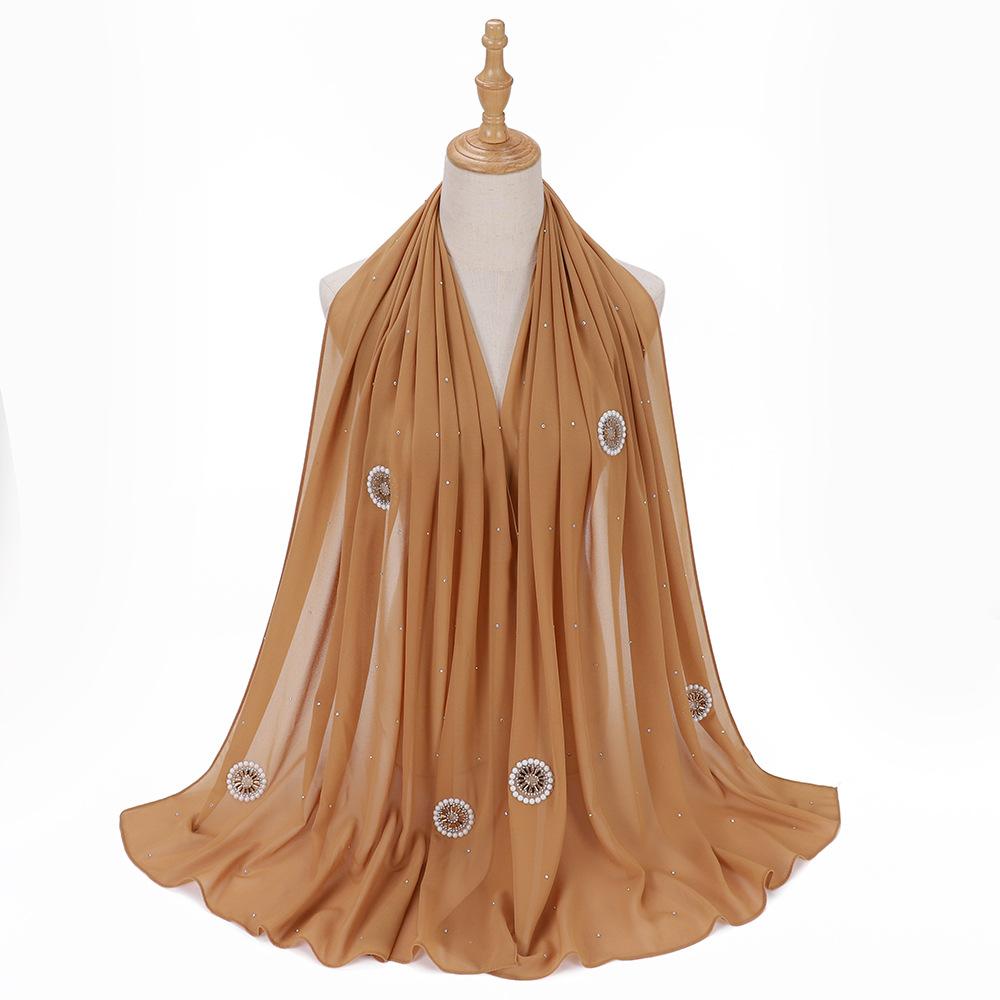 HAYA HA1126 Pearl Chiffon Baotou Scarf