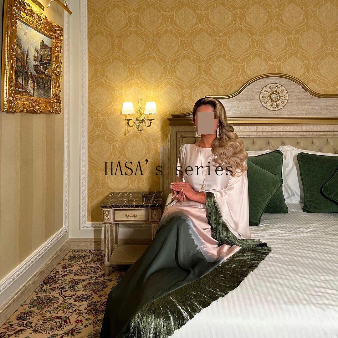 HS5095 Romantic Gradient Fringed Robe, Elegant Printed Long Dress