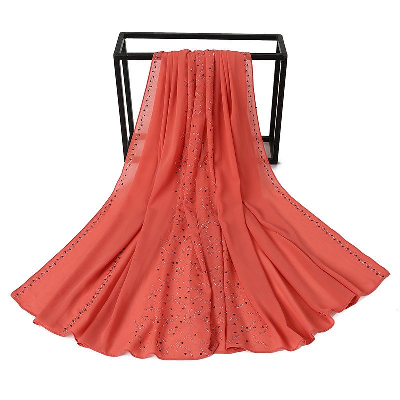 HAYA HA1127 Pearl Chiffon Rhinestone Headscarf