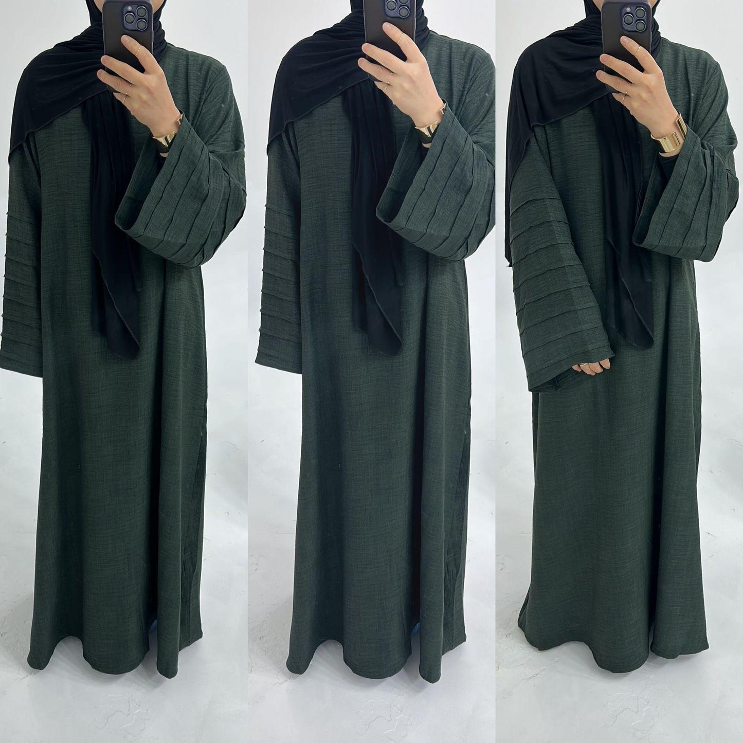 HAYA HA1179 Loose Fit Large Crepe Abaya Dress with Belt
