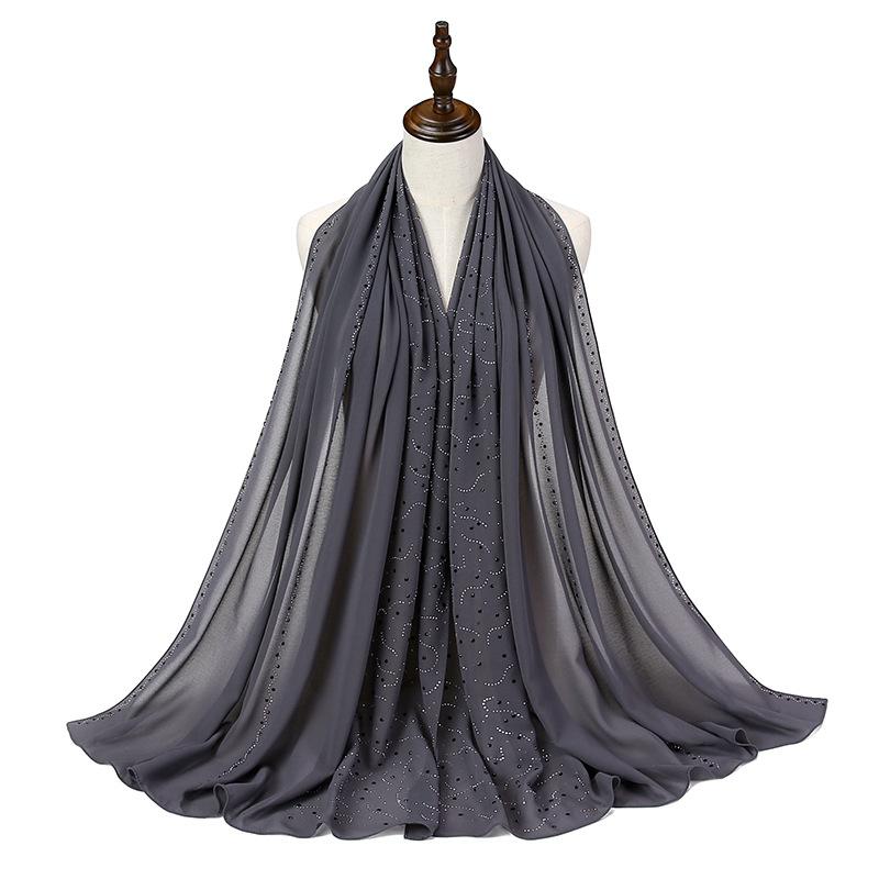 HAYA HA1127 Pearl Chiffon Rhinestone Headscarf