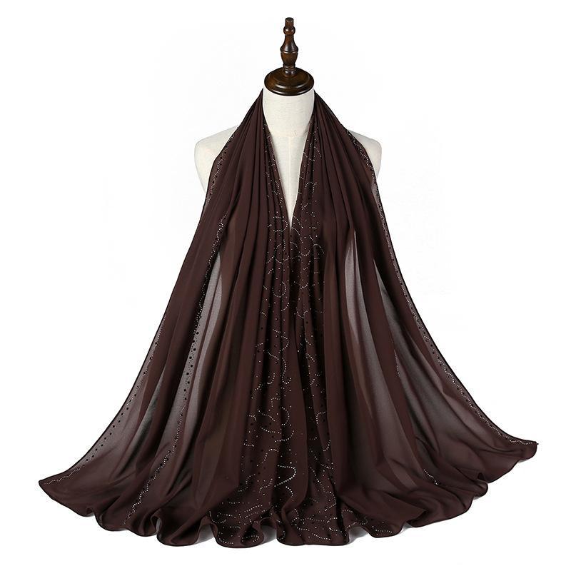 HAYA HA1127 Pearl Chiffon Rhinestone Headscarf