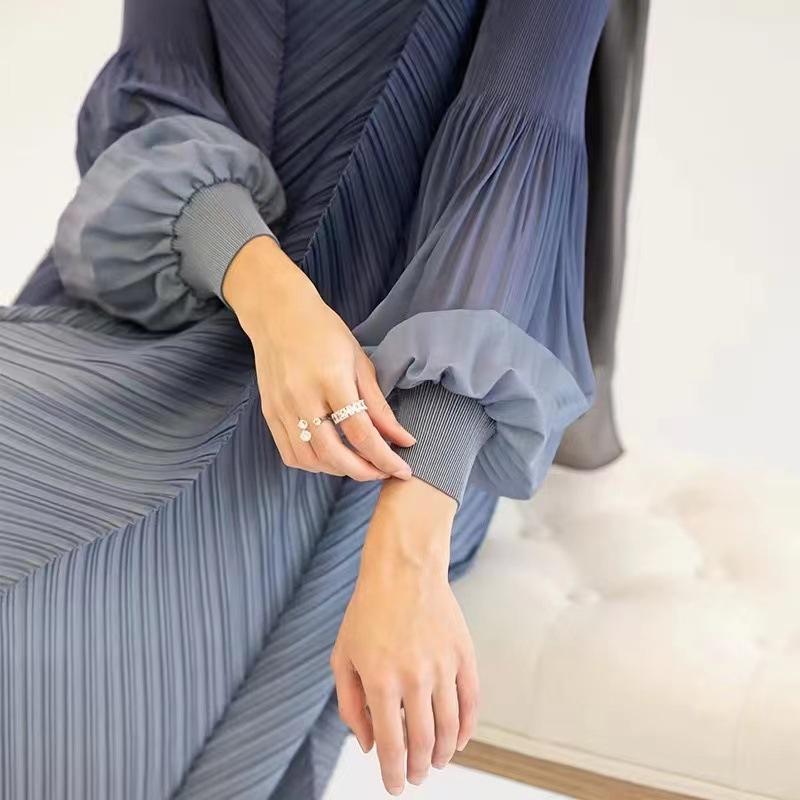 HS5824 Women's clothing gradual change color lantern sleeves high sense middle east dress