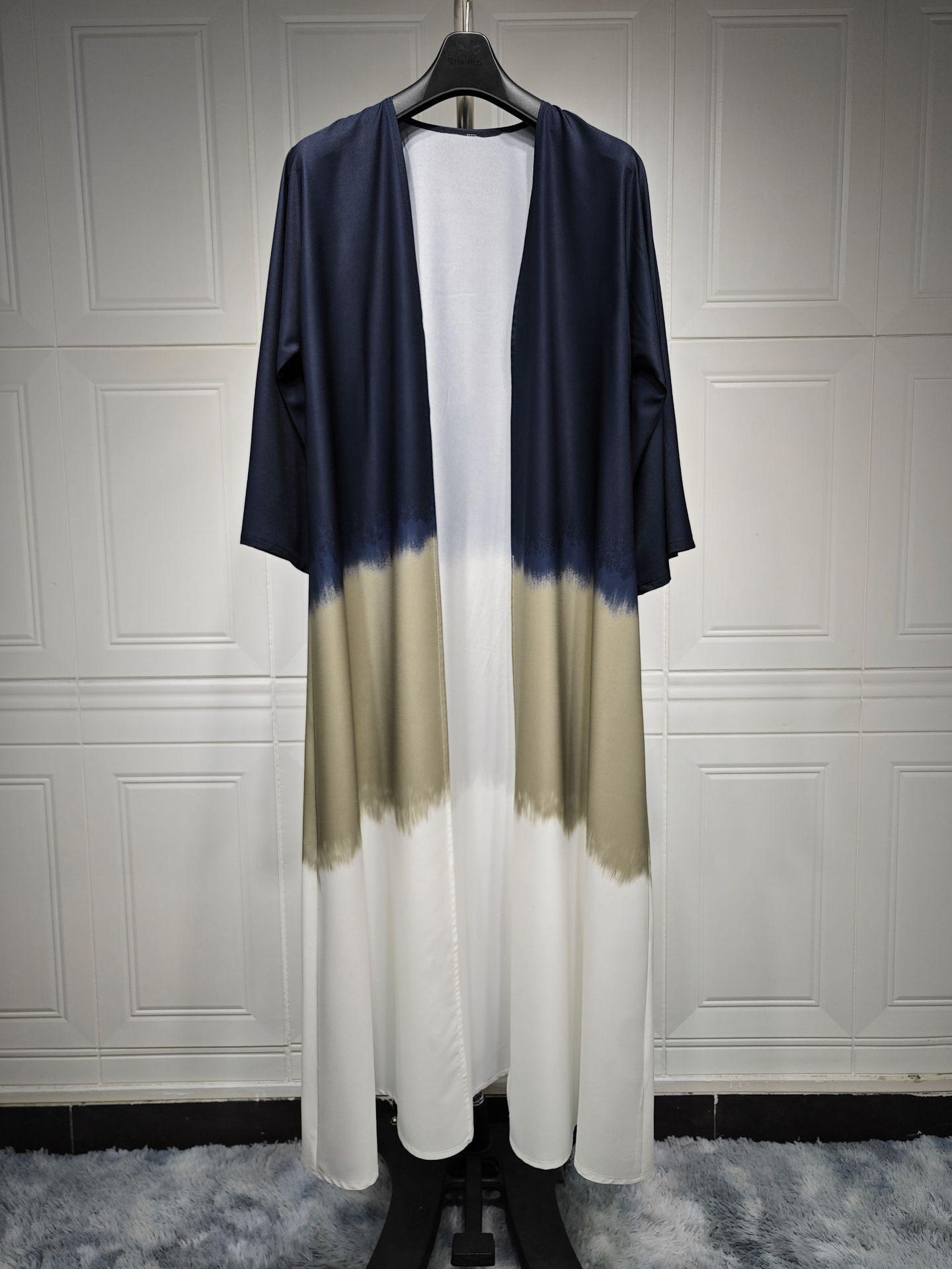 HAYA HA1096 Muslim Tie-dyed Cloak Cardigan Dress Abaya