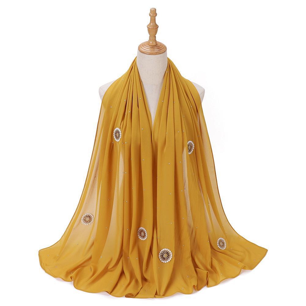 HAYA HA1126 Pearl Chiffon Baotou Scarf