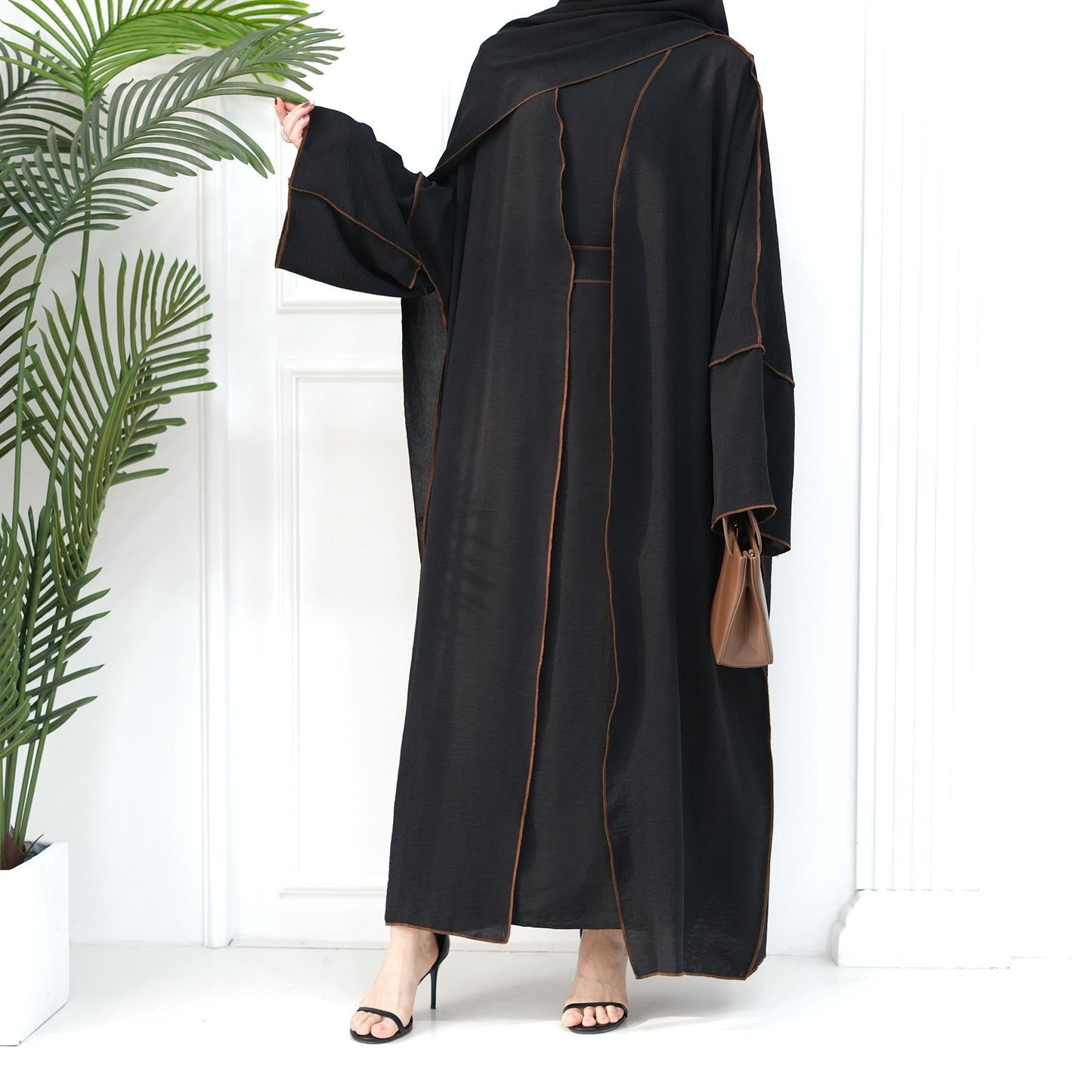 HAYA HA1095 3pcs Set Cardigan+without Sleeves Inner Dress+Hijab