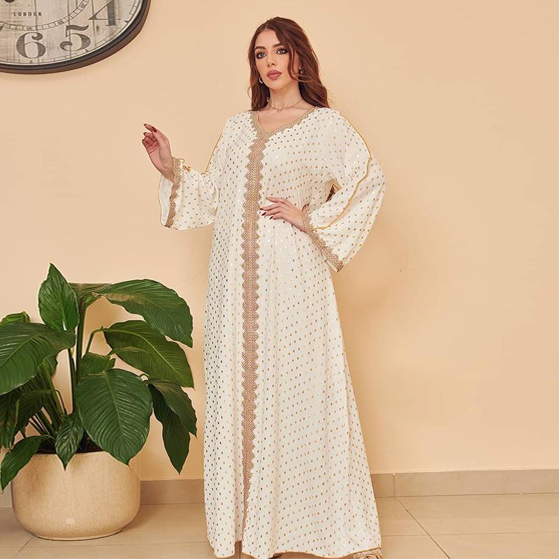 HAYA0442 Middle East Women's Clothing New Bronzing Muslim Dubai Robe