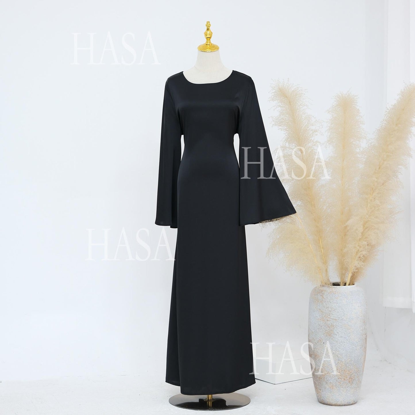 HA5870 Elegant drape two-piece robe dress-Light luxury street style abaya girl