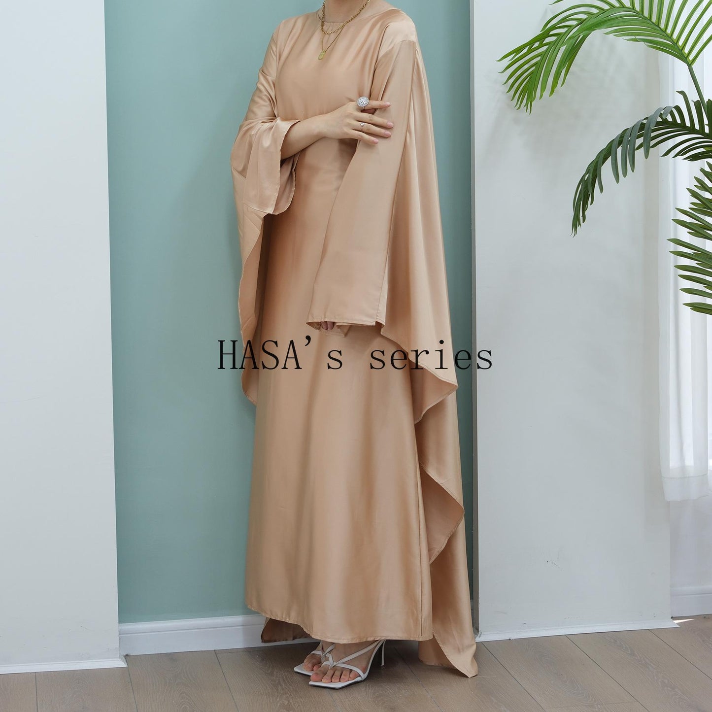 HS4835 High-density Stretch Satin Long Dress, Simple, Elegant, and Comfortable To Wear.