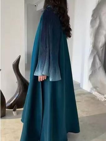 HASASERIES HS6721 Olive Ombre  Green Abaya with Gradient Cuffs