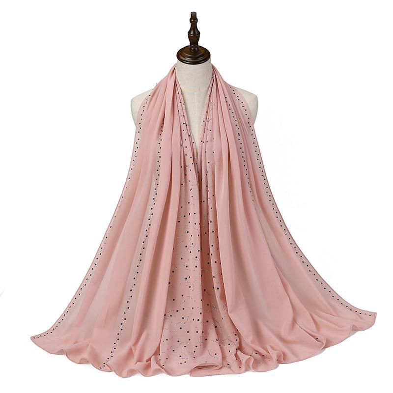 HAYA HA1127 Pearl Chiffon Rhinestone Headscarf