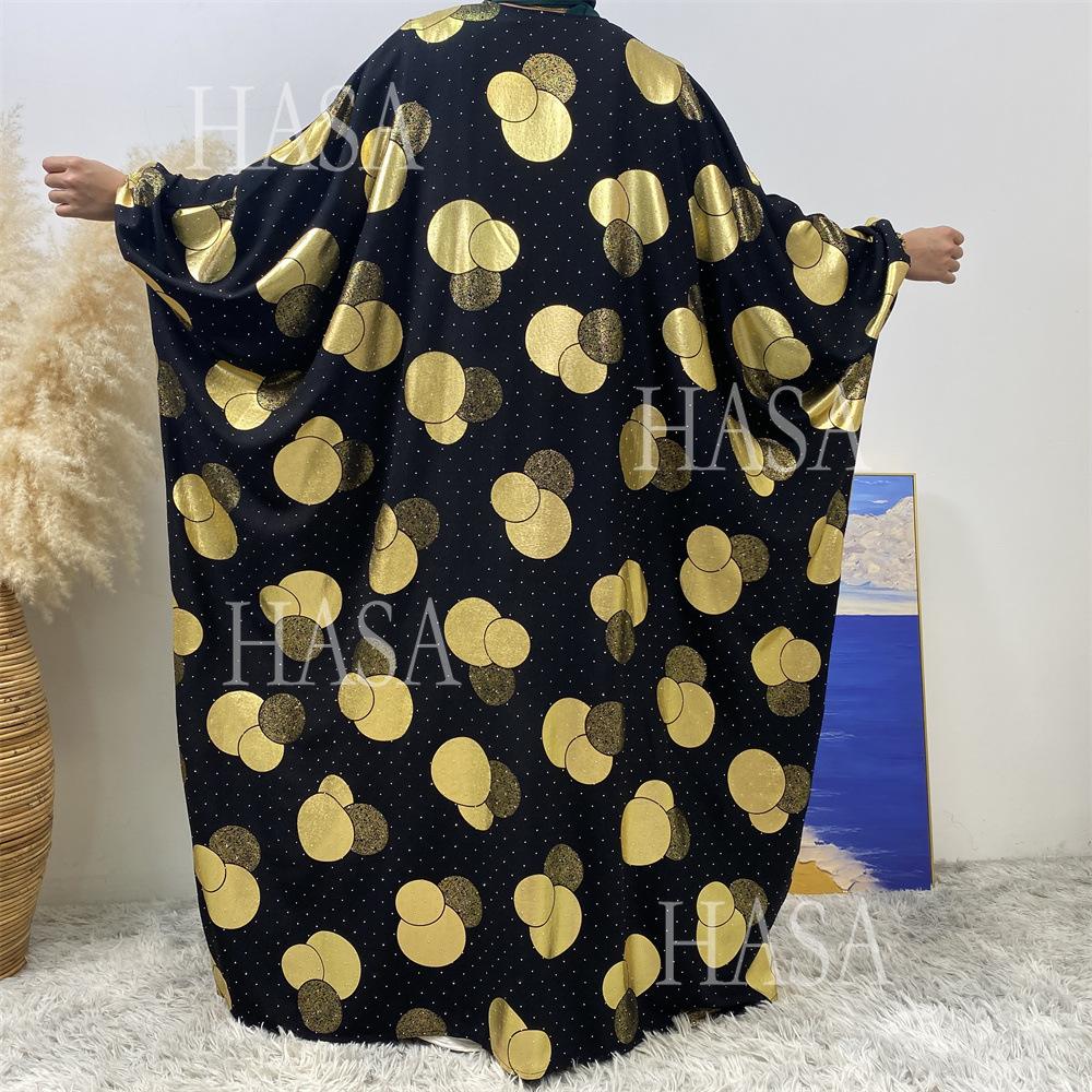 HA6587 Gilded Pattern Cardigan Robe with Bat Sleeves and Loose Flowing Design