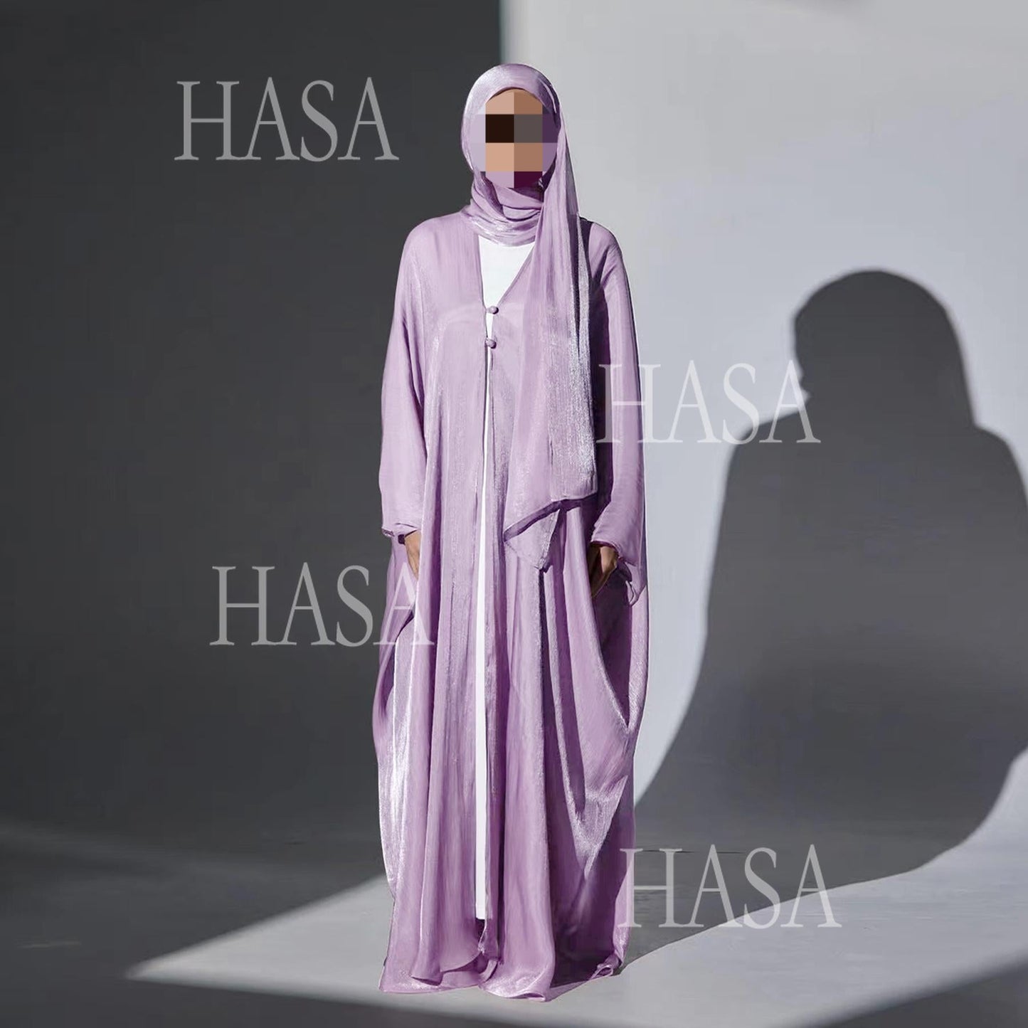 HA6534 Elegant Island Wrinkle Texture Solid Color Cardigan Robe