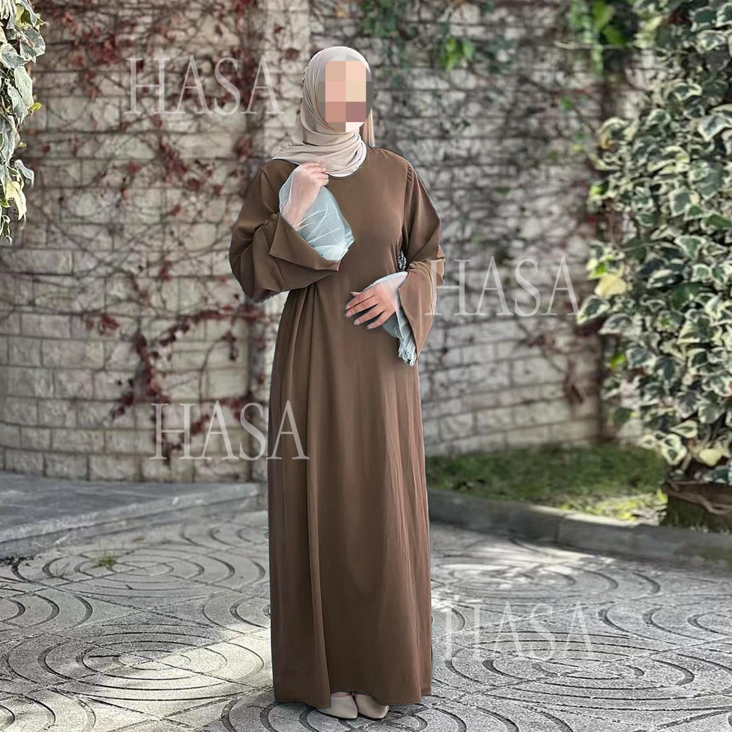HASA's series HA6507 Simple style spliced lace robe dress (headscarf not included)