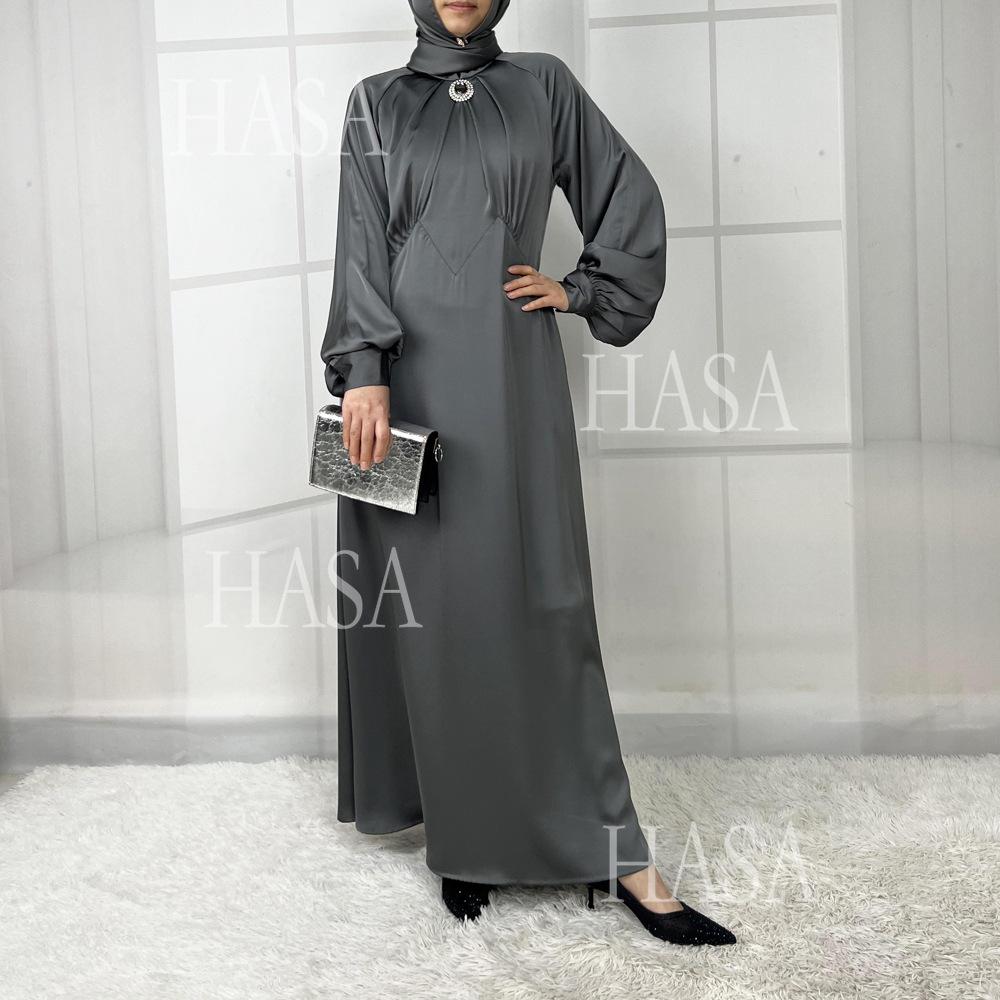 HS5859 High-end Silk Satin Robe (headscarf Not Included), Elegant Design Exudes Luxurious Texture