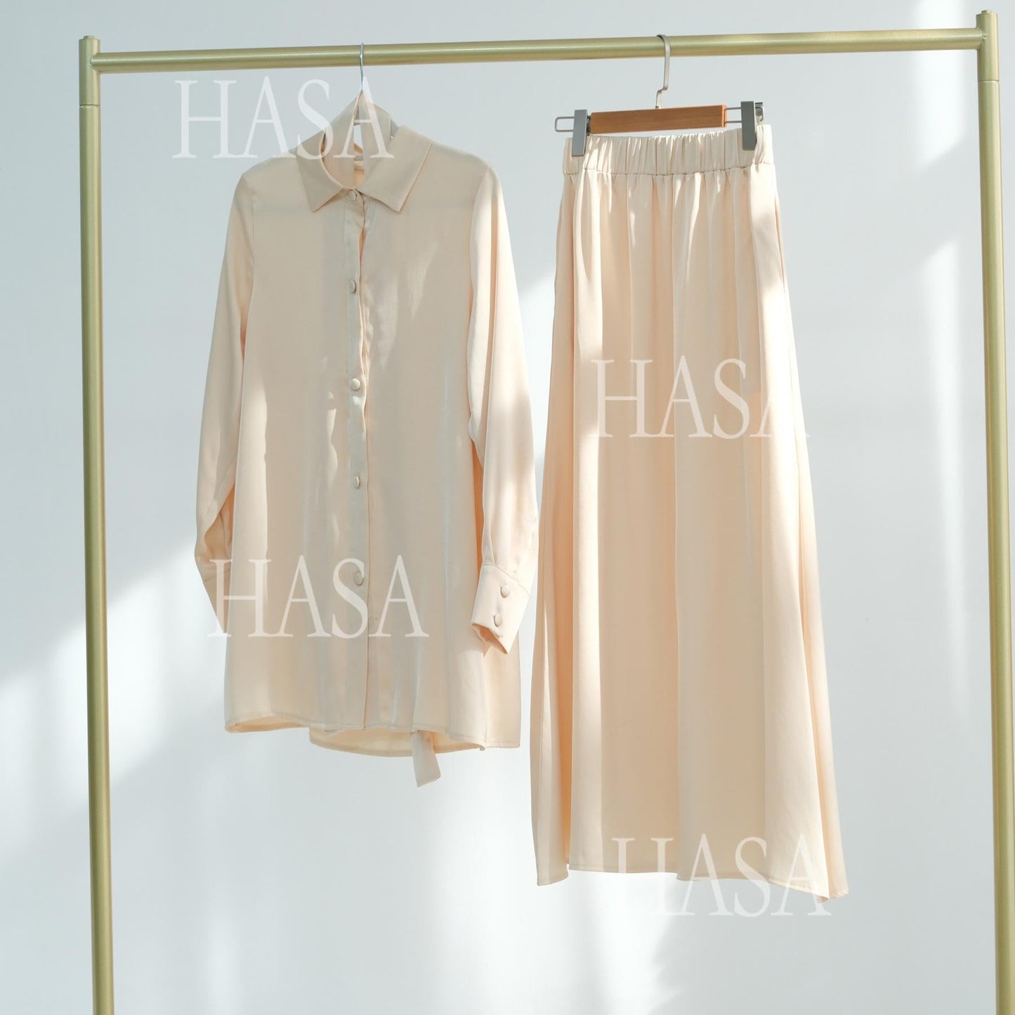 HA5874 Gentle Lace-up Two-piece Suit, Simple Texture, First Choice for Daily Wear abaya girl