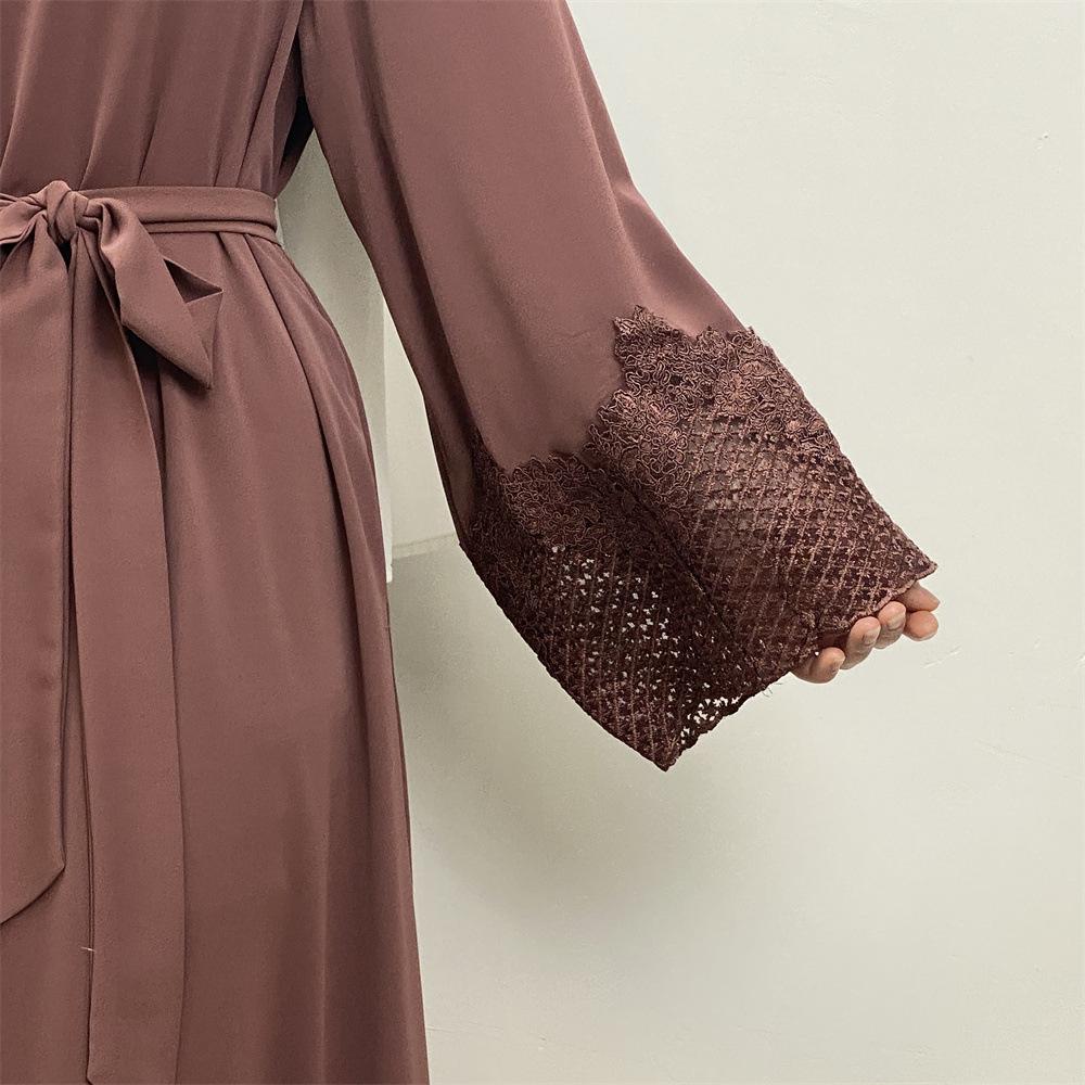 HAYA HAYA1084 Muslim Fashion Lace Robe Dress