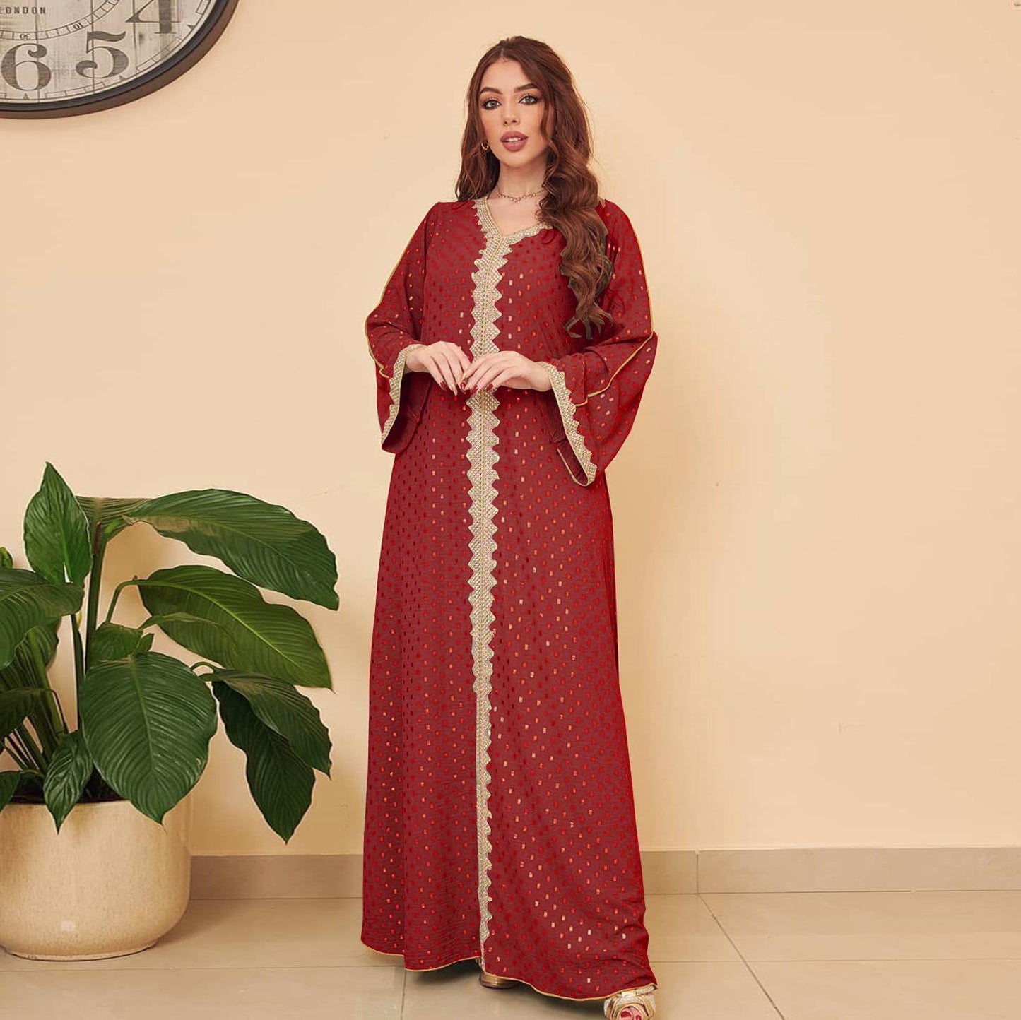 HAYA0442 Middle East Women's Clothing New Bronzing Muslim Dubai Robe