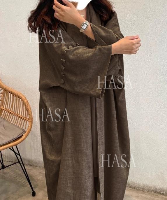 HA6561 Simple Style Large Size Long Cardigan Robe