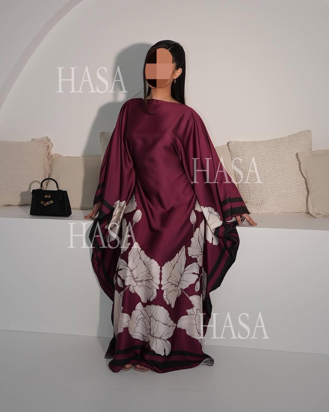 HA6556 Colorblock Print Cardigan Robe Dress