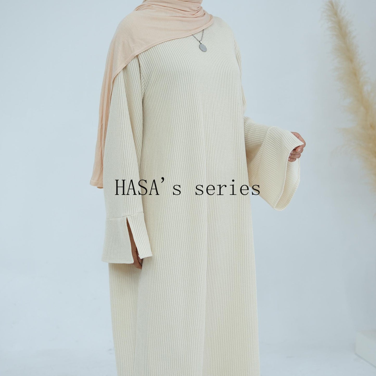 HA5440 Large Sleeve Thick Knitted Sweater Dress - Loose and Elegant Long Dress party  wear red dress thick  thigh 2  part bow  outfits