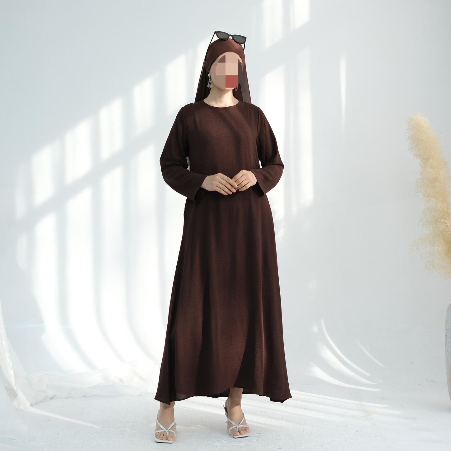 HA6513 Double-layered sleeve chiffon cardigan two-piece robe abaya (headscarf not included)