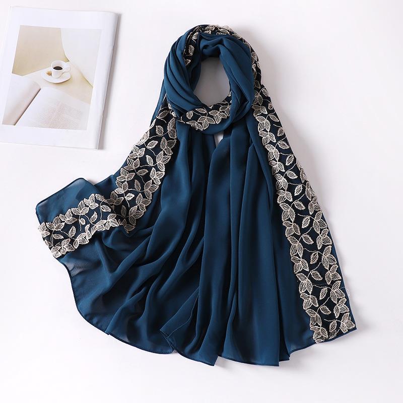 HAYA HA1130 Pearl Chiffon Lace Headscarf