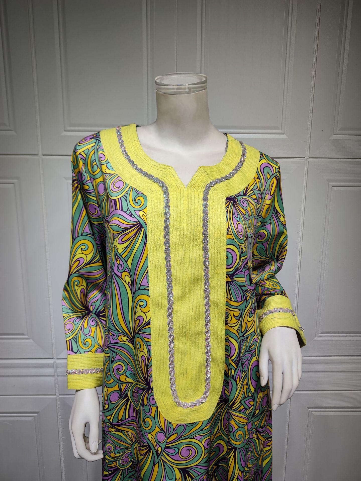 HAYA HAYA1074 Muslim Embroidered Hot Diamond Dress