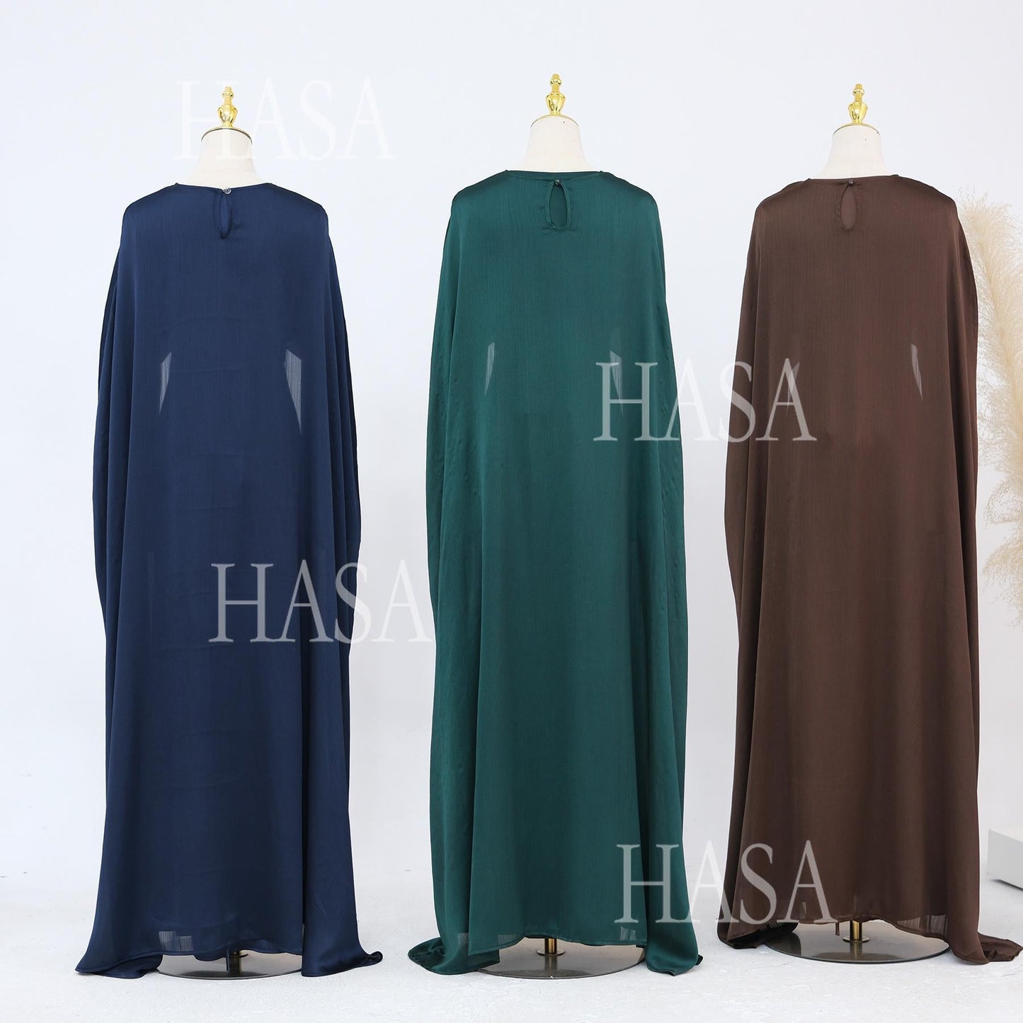 HA5870 Elegant drape two-piece robe dress-Light luxury street style abaya girl