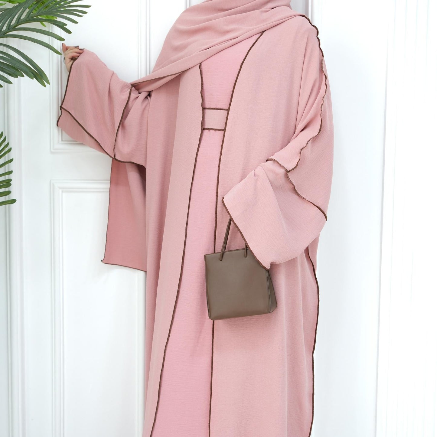 HAYA HA1095 3pcs Set Cardigan+without Sleeves Inner Dress+Hijab