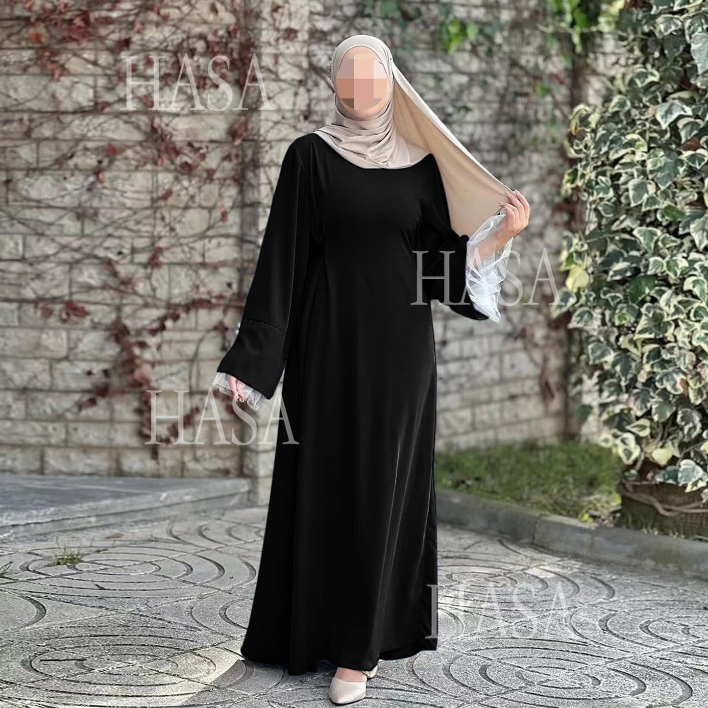HASA's series HA6507 Simple style spliced lace robe dress (headscarf not included)