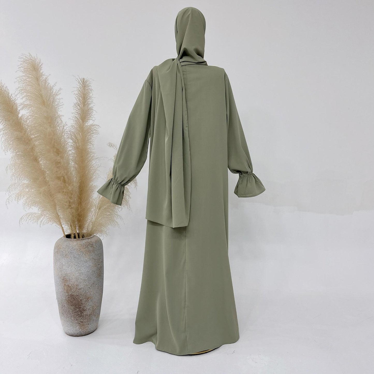 HAYA HA1173 Solid Color Hooded Abaya with Side Pocket