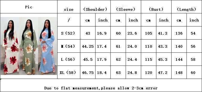 HA6503 Long-sleeved Waist-length Printed Dress (one Piece)