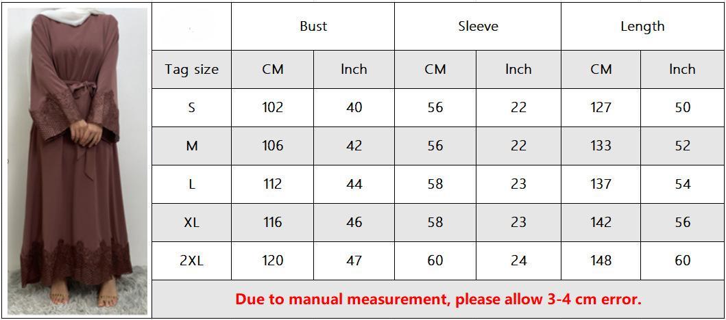 HAYA HAYA1084 Muslim Fashion Lace Robe Dress