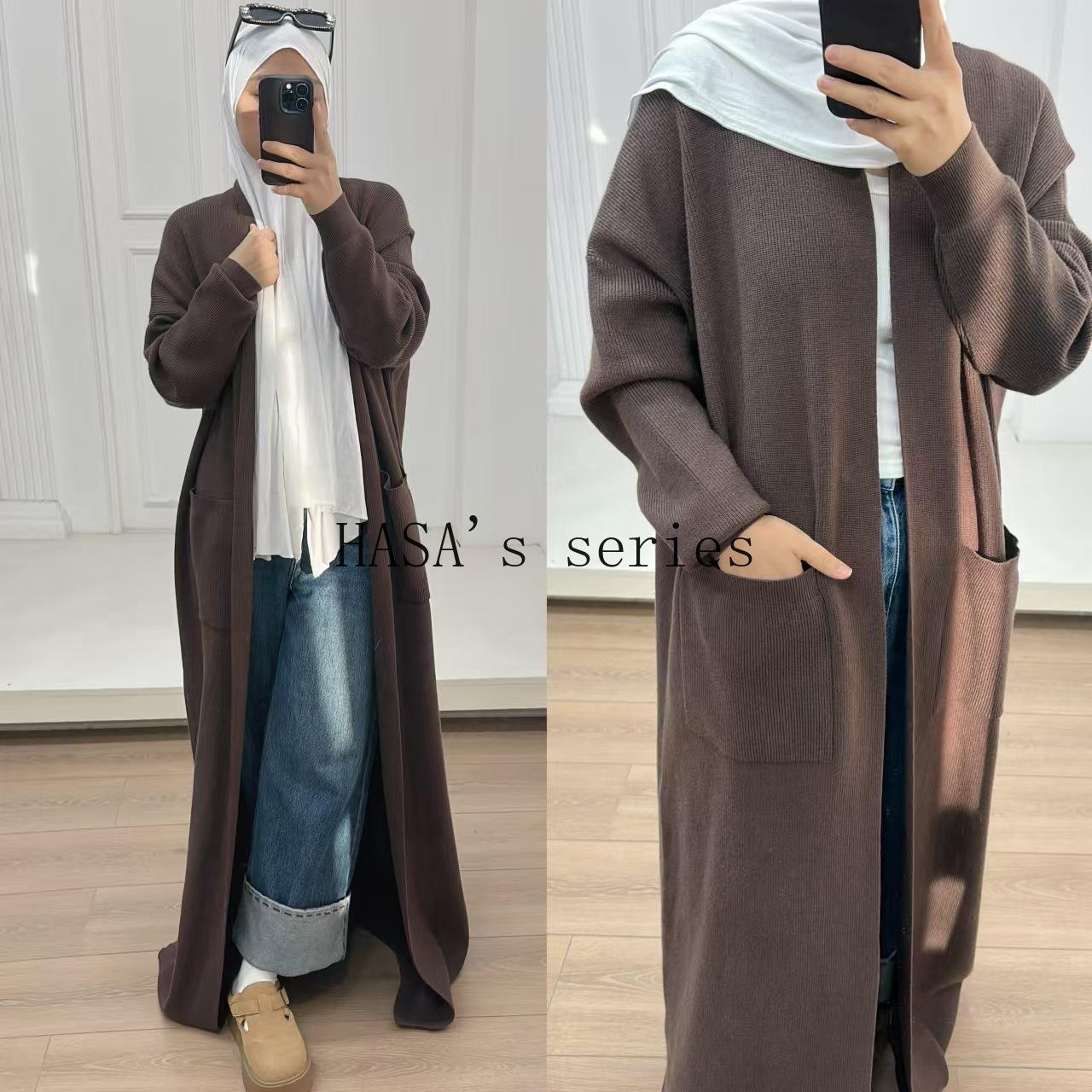HA5439 Temperament Knitted Cardigan - Autumn and Winter Thick Loose Long Dress long  sleeve