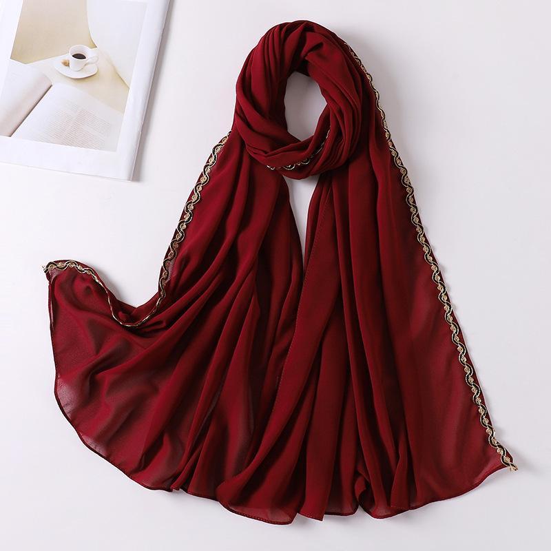 HAYA HA1131 Pearl Chiffon Lace Chain Headband