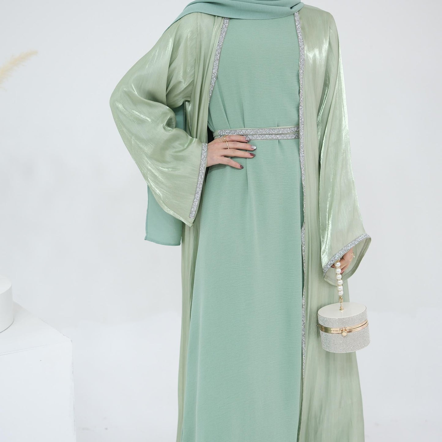 HAYA HA1185 3pcs Set Cardigan+Inner Dress+Hijab