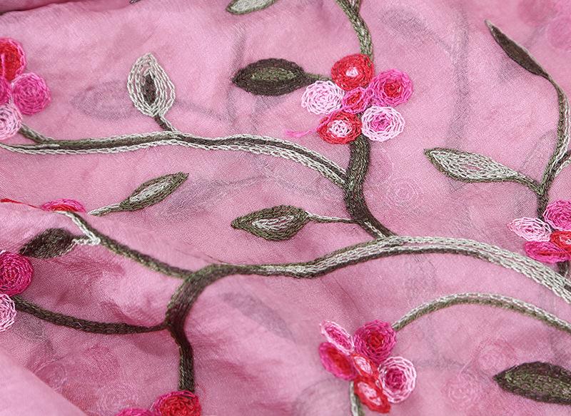 HAYA HA1132 Chiffon Flower Embroidered Scarf