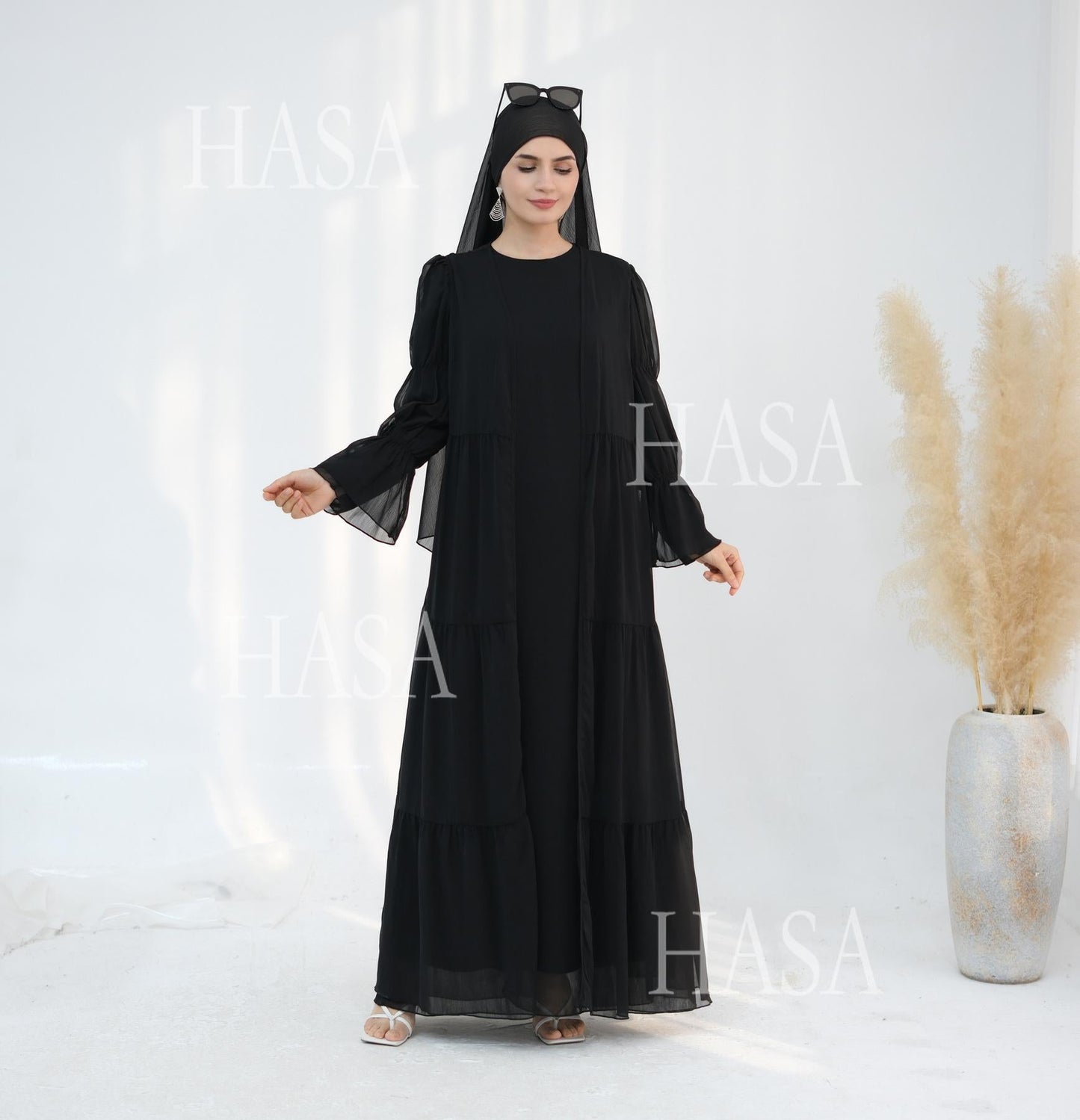 HA5880 Chiffon Texture Layered Design, A Two-way Dress Suitable for Both Daily and Formal Occasions