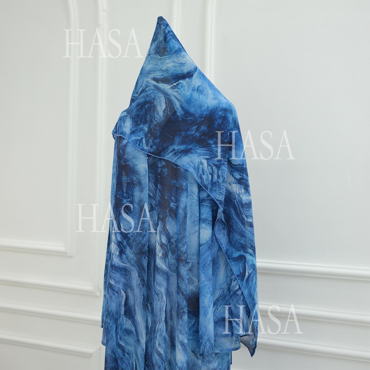 HA6551 Printed Abaya Cardigan with Matching Scarf Two-Piece Set