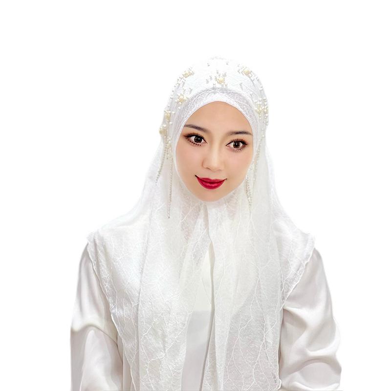 HAYA HA1107 Solid Color Headband Gold Thread Bead Flower Shawl Hat Headband