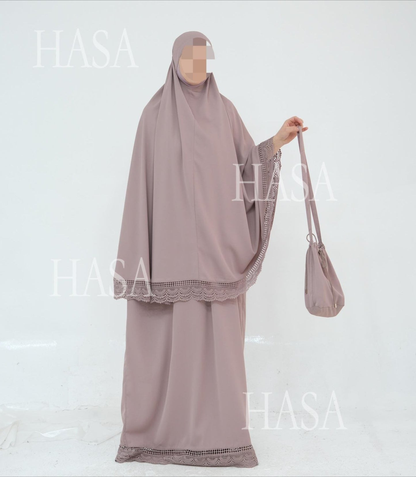 HA6615 Lace Prayer 4-Piece Set (Includes Prayer Mat and Storage Bag)