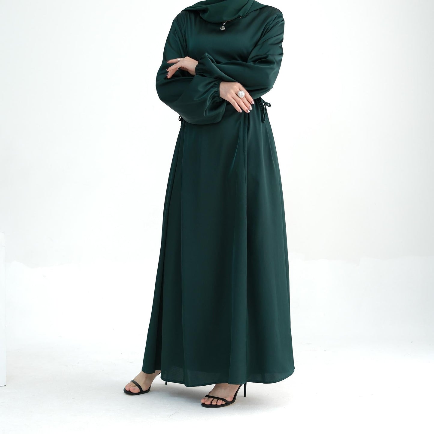 HAYA HAYA0991 Solid Color High-necked Slim Elegant Dress