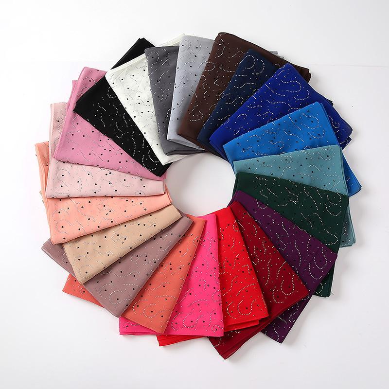 HAYA HA1127 Pearl Chiffon Rhinestone Headscarf