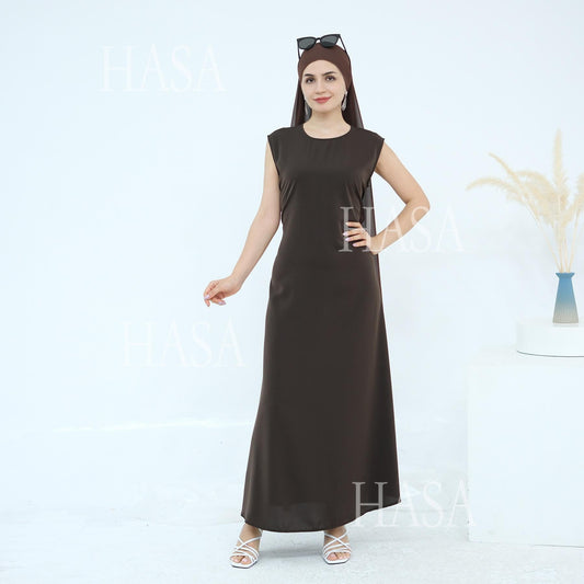HA6470 Sleeveless Long Dress with Adjustable Back Lacing