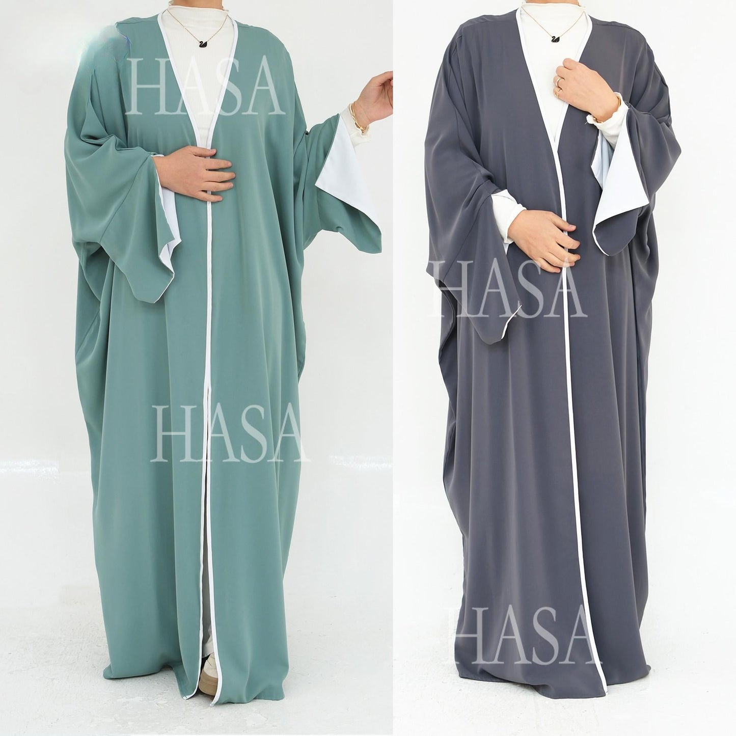 HA5877 The Loose-fitting Robe Has A Lightweight Silhouette That Is Perfect for Any Occasion open abaya outfit