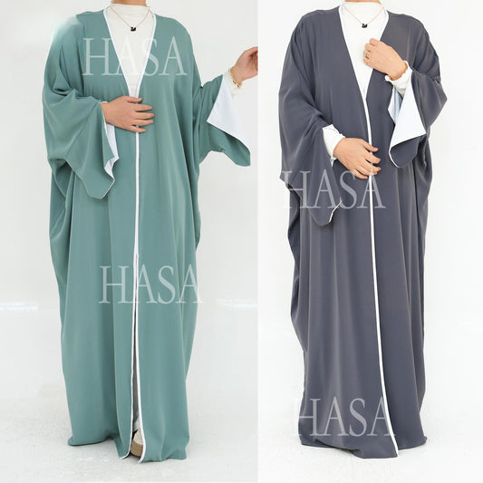 HA5877 The Loose-fitting Robe Has A Lightweight Silhouette That Is Perfect for Any Occasion open abaya outfit