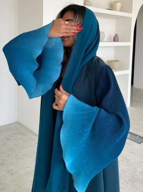 HASASERIES HS6721 Olive Ombre  Green Abaya with Gradient Cuffs