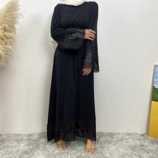 HAYA HAYA1084 Muslim Fashion Lace Robe Dress